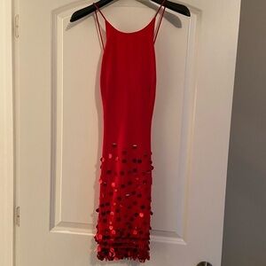 Gilar red beaded dress with X back or regular straps- size2- gorgeous bright red